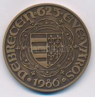 Tóth Sándor (1933-) 1986. "Debrecen 625 éve város - Nagy Lajos" Br emlékérem (42,5mm) T:1