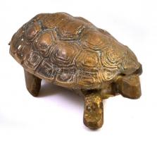 Réz teknős, kinyitható páncéllal, h: 12 cm
