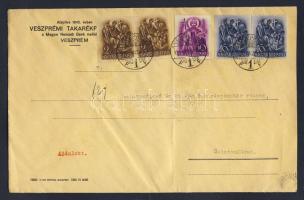 1938. Ajánlott banklevél Szent István bélyegekkel