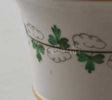 Herendi petrezselyemmintás porcelán karmos kaspó, kézzel festett, jelzett, kis kopásnyomokkal, m: 10...