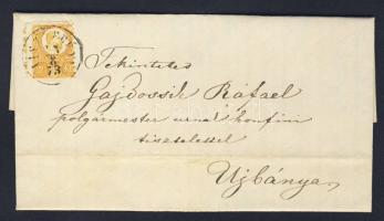 1873. Réznyomat 2 kr narancs nyomtatványon "JÁSZBERÉNY" - Újbánya