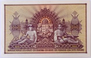 1943. 100P "Szálasi-kiadás" kiadatlan, sor- és sorozatszám nélkül, ívből kivágva T:I- / Hu...
