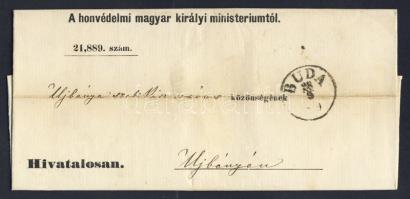 1869. Honvédelmi Minisztérium hivatalos levele "BUDA" - "ÚJBÁNYA"