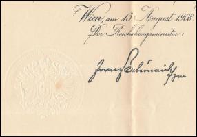 1908 Katonai Érdemérem vörös szalagsávon ("... der Militärverdienstmedaille am roten Bande...&q...