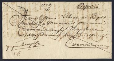 1837. Tértivevényes ajánlott levél Pestről Körmöczbányára