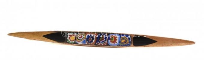 Murano üveg-fém bross, h: 8,5 cm