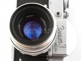 Zenit 3 fényképezőgép Helios-44 2/58 objektívvel, eredeti bőr tokjában