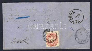 1864. 5kr levélen "ÉRSEKÚJVÁR" - "KÖNIGSBERG in UNG" - "NEUSOHL"