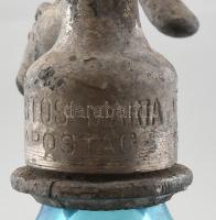 Régi Unió szódásüveg, Szikvízgyárak Társulata Budapest, anyagában színezett, kopással, alján kis cso...