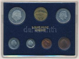 Hollandia 1980. 1c-2 1/2G (6xklf) forgalmi sor tokban, pénzverdei zsetonnal T:1 Netherlands 1980. 1 Cent - 2 1/2 Gulden (6xdiff) coin set in case and Coin Mint jeton C:UNC