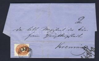 1862. 10kr levélen "PESTH" - "KREMNITZ"