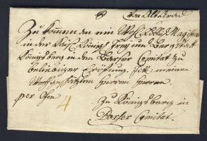 1797. Levél 4kr portóval Aradról Königsbergbe (Bars megye)