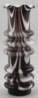 Barna csíkos üveg váza. Formába öntött, hibátlan. 28 cm