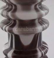 Barna csíkos üveg váza. Formába öntött, hibátlan. 28 cm