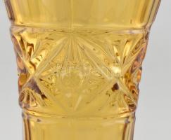 Borostyán sárga üveg váza. Formába öntött, hibátlan 25 cm