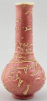 CTY jelzéssel: Rózsaszín kerámia váza. repesztett mázzal. Kis lepattanással. m: 20 cm