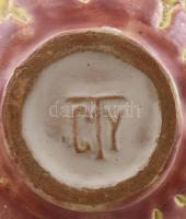 CTY jelzéssel: Rózsaszín kerámia váza. repesztett mázzal. Kis lepattanással. m: 20 cm