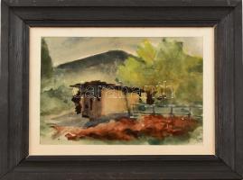 Maticska jelzéssel: Hegyvidéki táj. Akvarell, papír. Üvegezett fa keretben. 20,5×28 cm