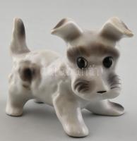 Azonosítatlan jelzéssel: porcelán kutya figura. Kézzel festett, jelzett, hibátlan. 16x11 cm