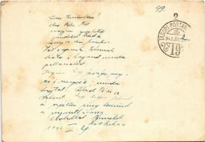 1942 Családi kép nagy Muszkaföldről... Második világháborús katonai kézzel rajzolt tábori posta Oros...