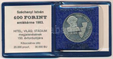 1983. 100Ft alpakka Széchenyi István eredeti tokban, tanúsítvánnyal T:1 (eredetileg PP) fo. Adamo EM75