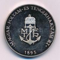 1995. 1895. Magyar Folyam-és Tengerhajózási Rt. / MAHART Magyar Hajózási Rt. 1995 Ag emlékérem (31.76g/0.925/38mm) dísztokban T:1 (eredetileg PP) patina