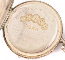 Doxa ezüst (Ag) tokkal, fém lánccal, szép geometrikus mintás számlappal, működő, jó állapotban d: 50...