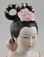 Kínai porcelán figura, kézzel festett, jelzett, kis kopásnyomokkal, m: 24 cm