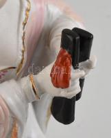 Kínai porcelán figura, kézzel festett, jelzett, kis kopásnyomokkal, m: 24 cm