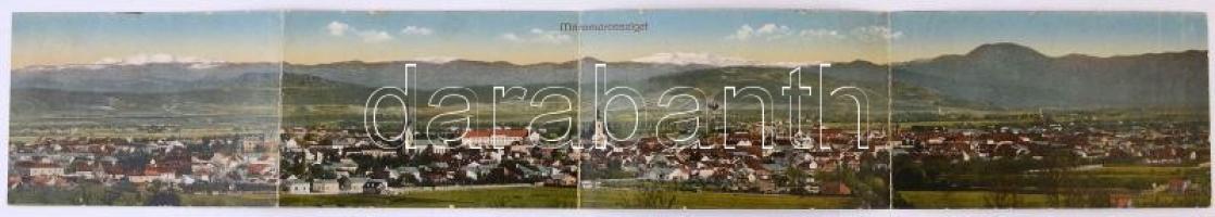 Máramarossziget, Sighetu Marmatiei; Négy részes kinyitható panorámalap / 4-tiled folding panoramacard (Rb)