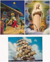 5 db MODERN 3D dimenziós vallásos és üdvözlő motívum képeslap / 5 modern dimensional (3D) religious and greeting motive postcards