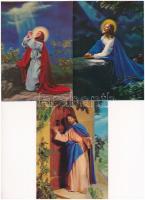 3 db MODERN 3D dimenziós vallásos motívum képeslap: Jézus / 3 modern dimensional (3D) religious motive postcards: Jesus