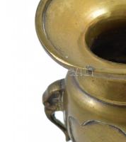 Bronz váza, kacsás motívummal, jó állapotban, m:10 cm