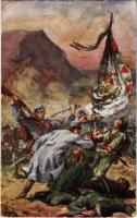 Küzdelem a zászlóért / Der Kamp um die Fahne / WWI K.u.K. Austro-Hungarian military art postcard Nr. 692. s: Gergely (fl)