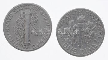 Amerikai Egyesült Államok 1944. 1d Ag + 1964. 1d Ag T:2,2-
USA 1944. 1 Dime Ag + 1964. 1 Dime Ag C:...