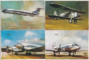 15 db MODERN magyar motívum képeslap borítékban: MALÉV repülők / 15 modern Hungarian motive postcards in envelope: Hungarian aircrafts