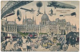 1914 Budapest V. Országház a jövőben. montázs. L. és P. 2646. / in the future montage (fl)