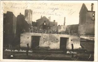 1928 Felsőstubnya, Horná Stubna; Pozár v Hor. Stubni 1927 / Tűzvész 1927-ben, romok / after the fire of 1927, ruins. Ruml photo