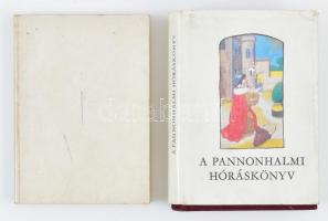 A Pannonhalmi Hóráskönyv. A Pannonhalmi Főapátsági Könyvtárban őrzött kódex hasonmása. Bp., 1982, Európa - Helikon. Kísérőtanulmánnyal. Kiadói aranyozott egészbársony-kötés, kiadói gyűrött papír védőborítóban, és kiadói papírkötés.