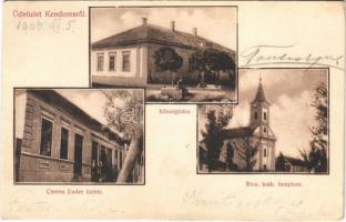 1906 Kenderes, községháza, római katolikus templom, Cserna Endre üzlete és saját kiadása