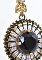 Ezüst(Ag) csavart nyaklánc, aranyozott ezüst(Ag) köves medállal, jelzett, h: 45 cm, bruttó: 11,18 g