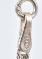 Ezüst(Ag) csavart nyaklánc, aranyozott ezüst(Ag) köves medállal, jelzett, h: 45 cm, bruttó: 11,18 g