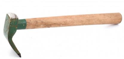 Teknővájó/fafaragó szerszám, kapacs, fa nyéllel, kis rozsdafoltokkal, h: 35 cm