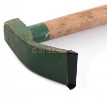 Teknővájó/fafaragó szerszám, kapacs, fa nyéllel, kis rozsdafoltokkal, h: 35 cm