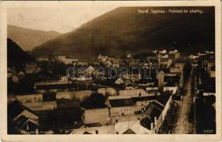 1926 Trencsénteplic, Trencianske Teplice; Pohled ze skalky / látkép, Villa Hungária, Svarc üzlete / general view, villa, shop