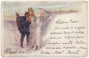 1899 Saint Nicholas with Krampus. Nicolo-Serie. Verlag v. Rafael Neuber s: Döcker jun. (fa)