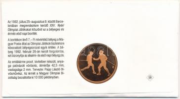1992. "Barcelona - Magyar csapat" emlékérem bélyeges borítékon, elsőnapi bélyegzéssel T:PP