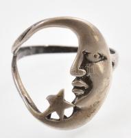 Ezüst(Ag) holdas gyűrű, jelzett, méret: 54, bruttó: 2,82 g
