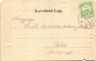 1911 Balatonföldvár, Park részlet. Emb. Floral keret (EM)