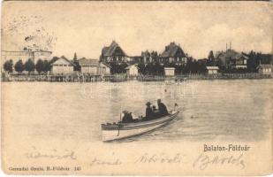 1904 Balatonföldvár, Balaton-part, csónakázók. Gerendai Gyula kiadása (EM)